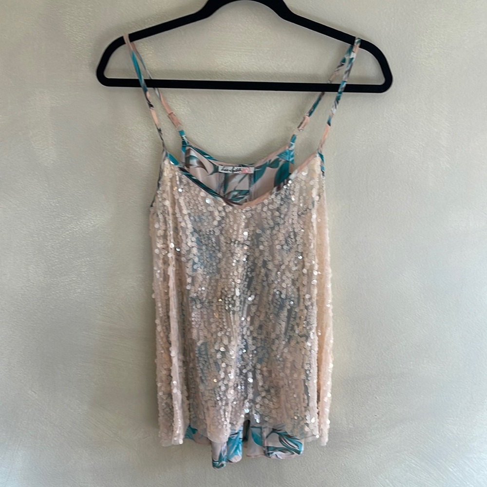 Sheer Sequin Flowy Top Size M